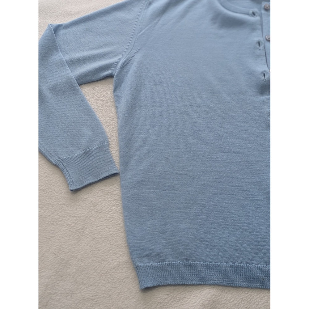 Ballantyne Blue Scotland 100% Pure New Wool Cardigan Sweater Button Down Small - Picture 8 of 16